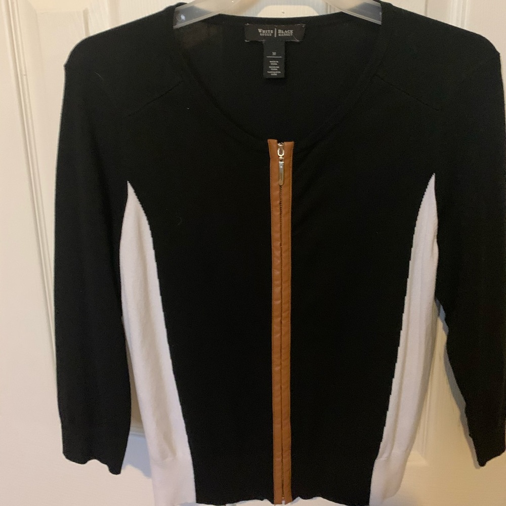WHBM cardigan with “leather-like” zipper